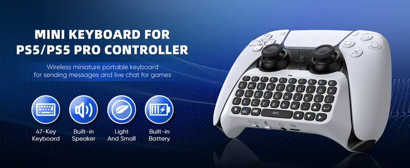 MENEEA Ergonomic Plastic Wireless Video Game Controller Full Game Keyboard for PS5 - Bluetooth 3.0 Mini Size, Built-in Speaker, 3.5MM Audio Jack, Separate Charging for Voice Chat, No Additional Software Needed, PS5 Accessories MENEEA Ergonomic Plastic Wireless Video Game Controller Full Game Keyboard for PS5 - Bluetooth 3.0 Mini Size, Built-in Speaker, 3.5MM Audio Jack, Separate Charging for Voice Chat, No Additional Software Needed, PS5 Accessories