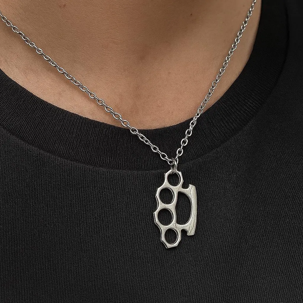 1 Piece Knuckles Pendant Necklace for Women Men Neck Chain Vintage Summer Gothic Goth Jewelry