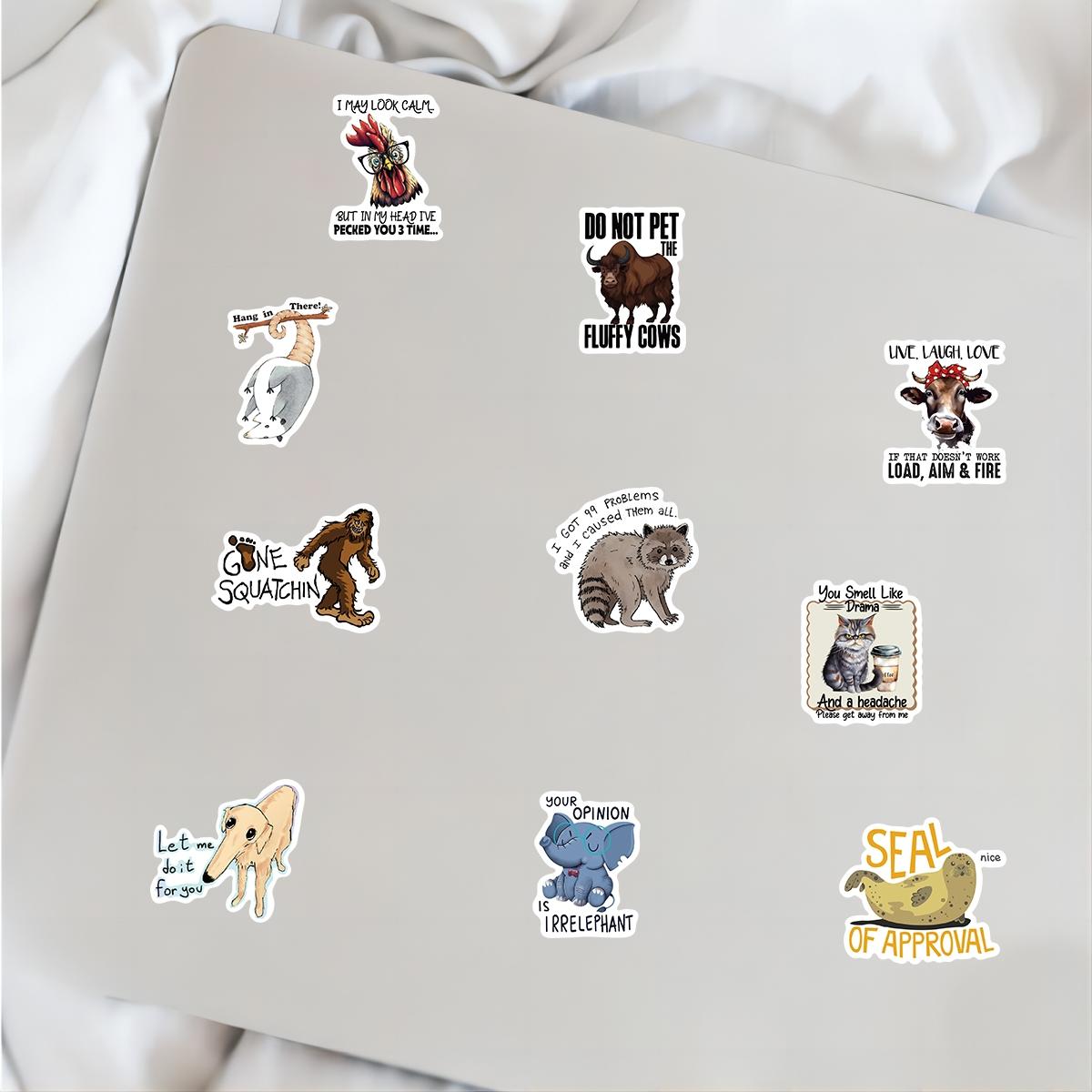 Cute Animal Letter Pattern Sticker, 50pcs/set Funny Self Adhesive Decor Paper, Decorative Sticker for Gift Greeting Card Water Bottle Laptop Phone Funny Stickers