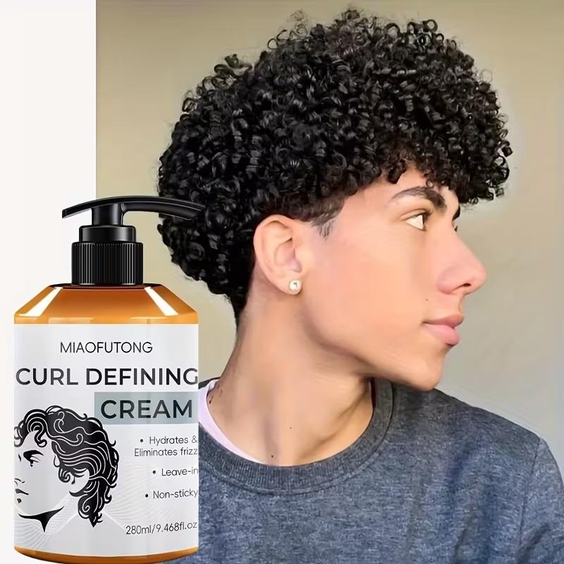Men's Favorite 9.468fl.oz Curl Defining Cream with Moroccan Argan Oil, Coconut Oil & Shea Butter for Long-Lasting Bounce - Perfect for Leslie Waves, Curly and Loose Curls, Hydrates & Enhances Definition while Smoothing Frizz - Essential Travel Gift for Bo