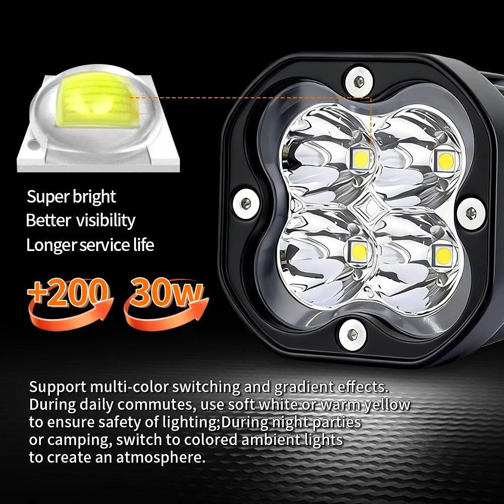 3 inch LED Pod Light Motor Spotlight for Off road lada Halo RGB Yellow Fog lamp 4x4 Driving light Flash 12V 24V