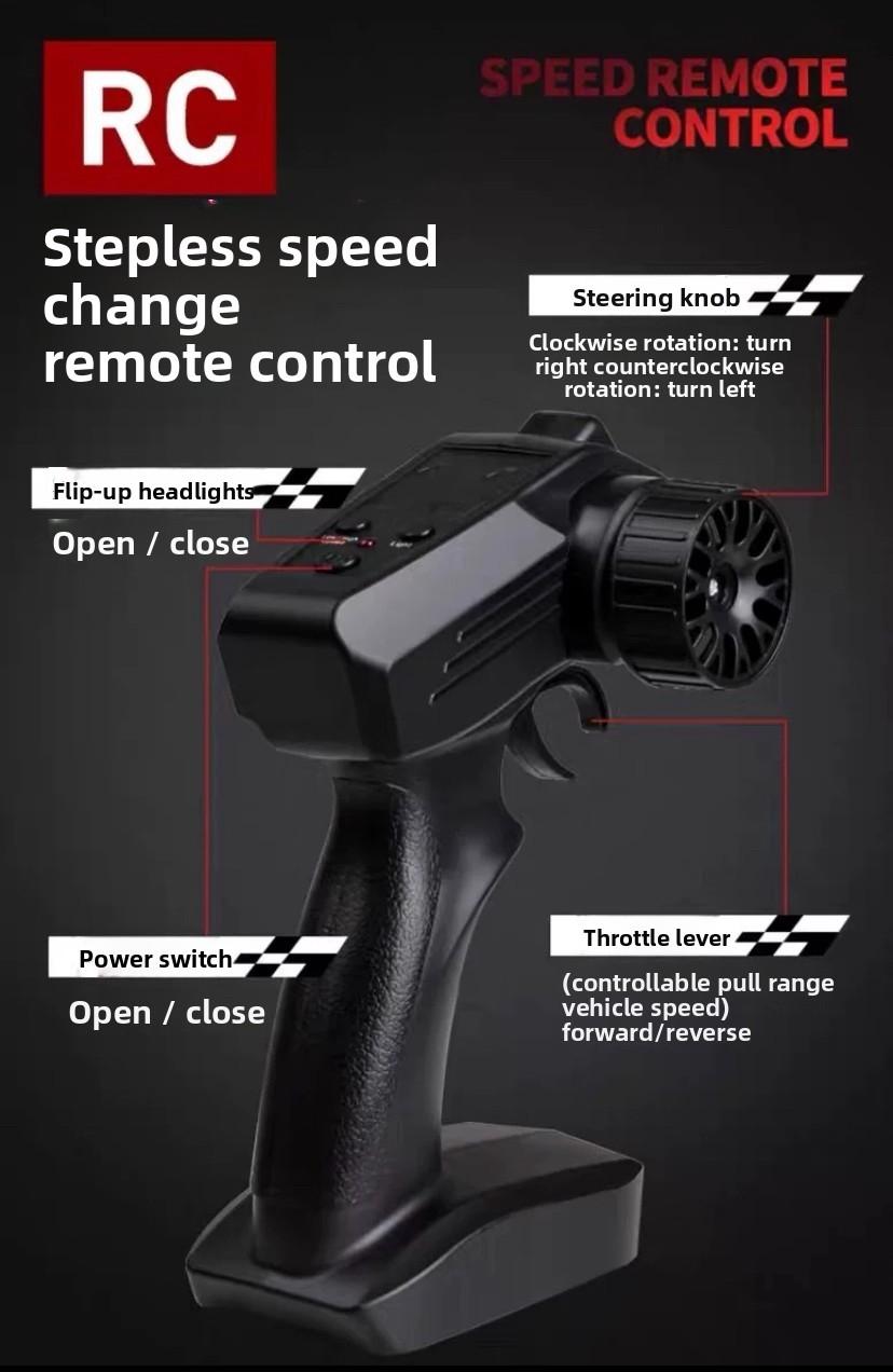 1:24 Professional RC Drift Car, 2.4GHz Four-Wheel Drive, LED Lights, Drift Tires, Road Obstacle Tools, Lithium Battery, Boy's Birthday Gift