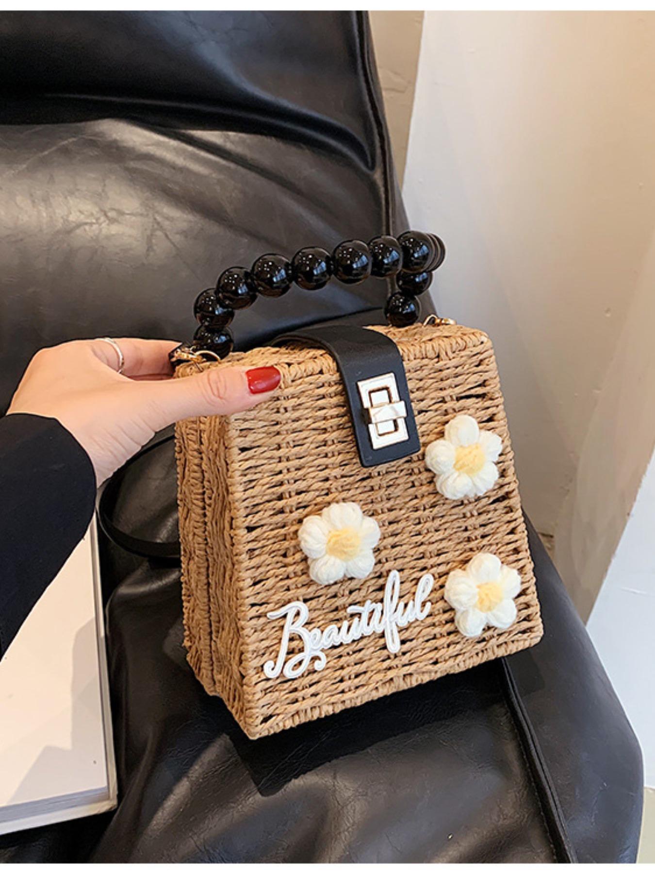 French Straw Handbag 2026, Cute Beach Crossbody Bag, Trendy Shoulder Bag, Stylish Woven Backpack, Fashionable Accessory