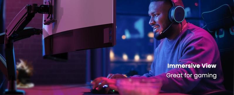 HUANUO Dual Monitor Stand, Adjustable Arms for 13 to 35'' Screen, USB Mount, Heavy Duty Gas Spring, Holds 2 Monitors up to 28.4lbs