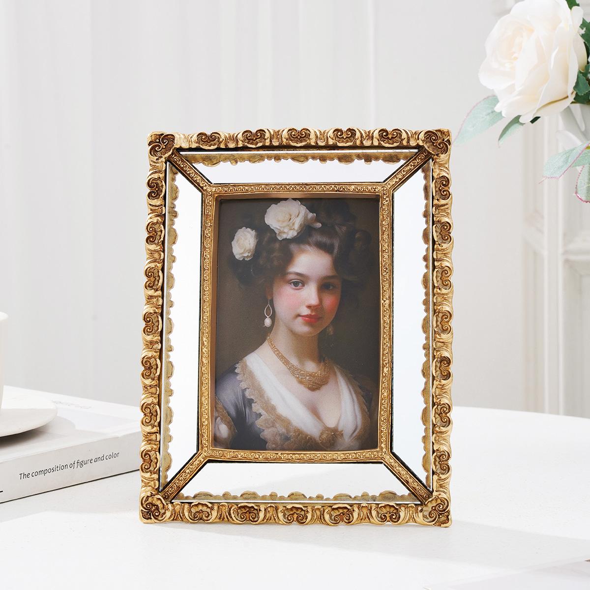 Leaf Pattern Decorative Photo Frame, Mirror Surface Design, Home Wall Art Display, Home Decoration, Versatile Horizontal & Vertical Use