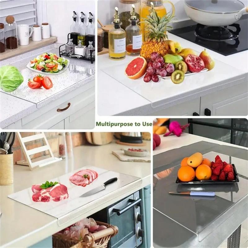 Crystal Clear Acrylic Cutting Board with Lip, Durable Cutting Board, Non-Slip Countertop Protector, Transparent Chopping Board for Kitchen Prep & Countertop Safety, Cutting Boards for Kitchen, Kitchenware