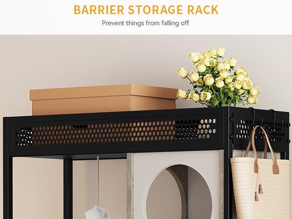 Yitahome Cat Hidden Litter Box Enclosure Furniture with Shelves and Charging Station, Cat Washroom Wooden Cabinet with Cat House Condo, Adjustable Feet, Feeding Station, Scratch Post