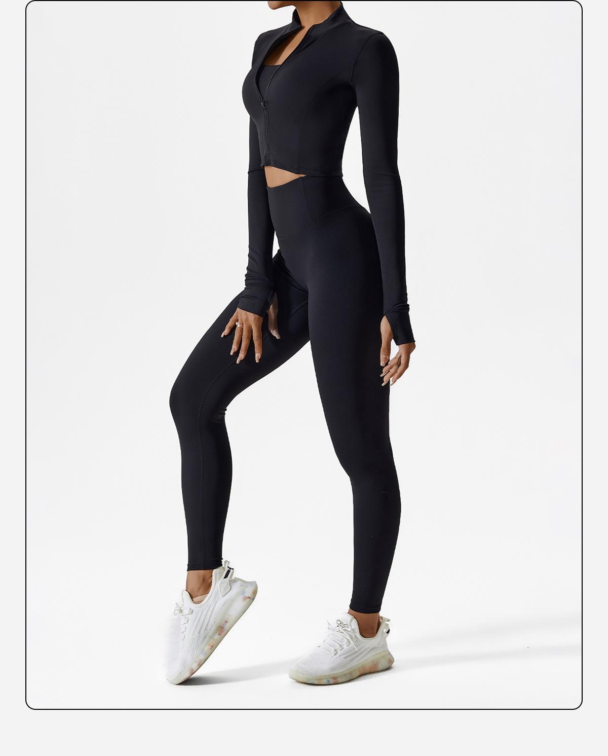 MFVIM Women's 3-Piece Solid Sports Sets, Sweat Suits with Criss Cross Crop Tank Top, High Waist Leggings & Zip Up Crop Jacket for Yoga, Gym - Skin-Friendly Fabric, Non-Slip Thumbholes Yoga Fit Sets