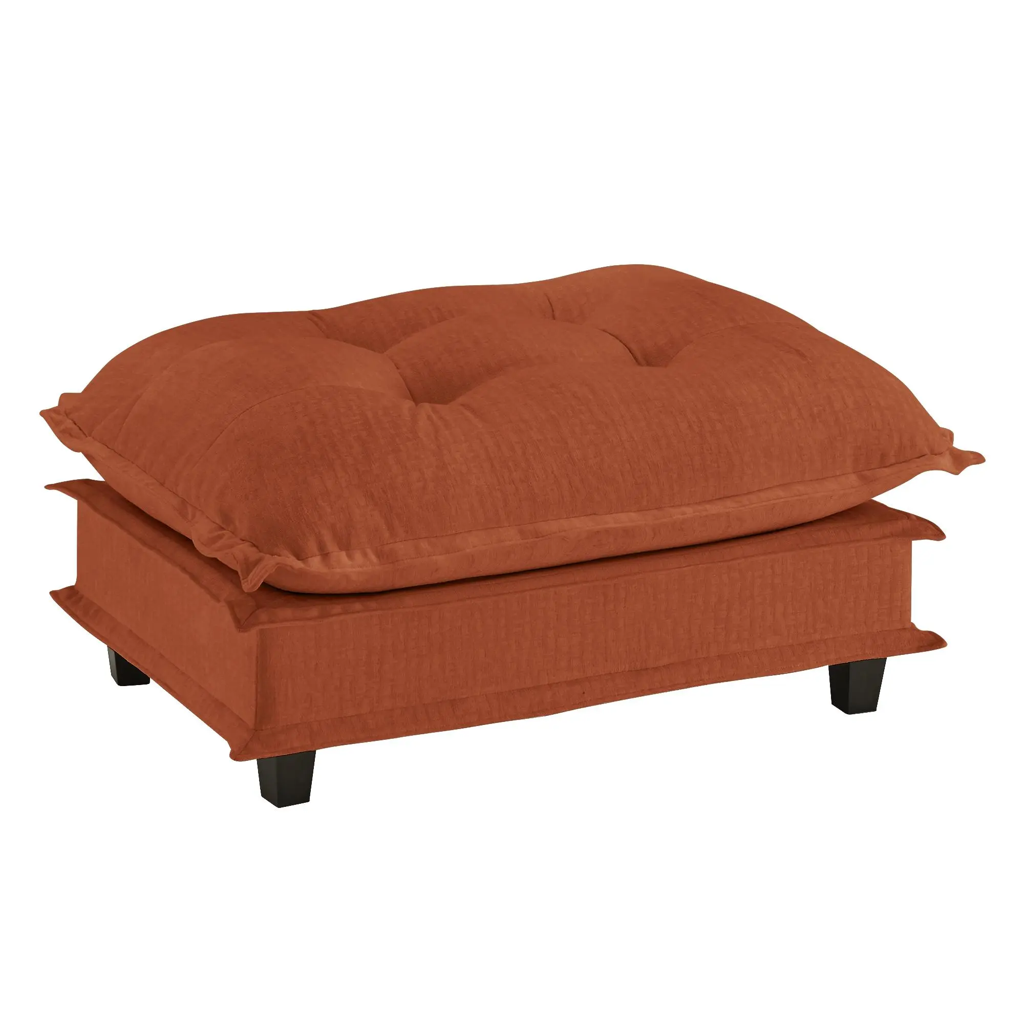 73 Inch Chenille Ottoman in Orange, Extra Large Upholstered Footstool with Solid Wood Frame, Modular Design for Living Room