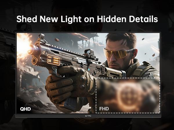 KTC 24" 2K QHD 180Hz HDR400 Gaming Monitor, Fast IPS 2560*1440p Computer Monitor, Up to 185Hz, 1ms, G-Sync/FreeSync, Height Adjustable, 2 x HDMI, 1 x DP, H24T7