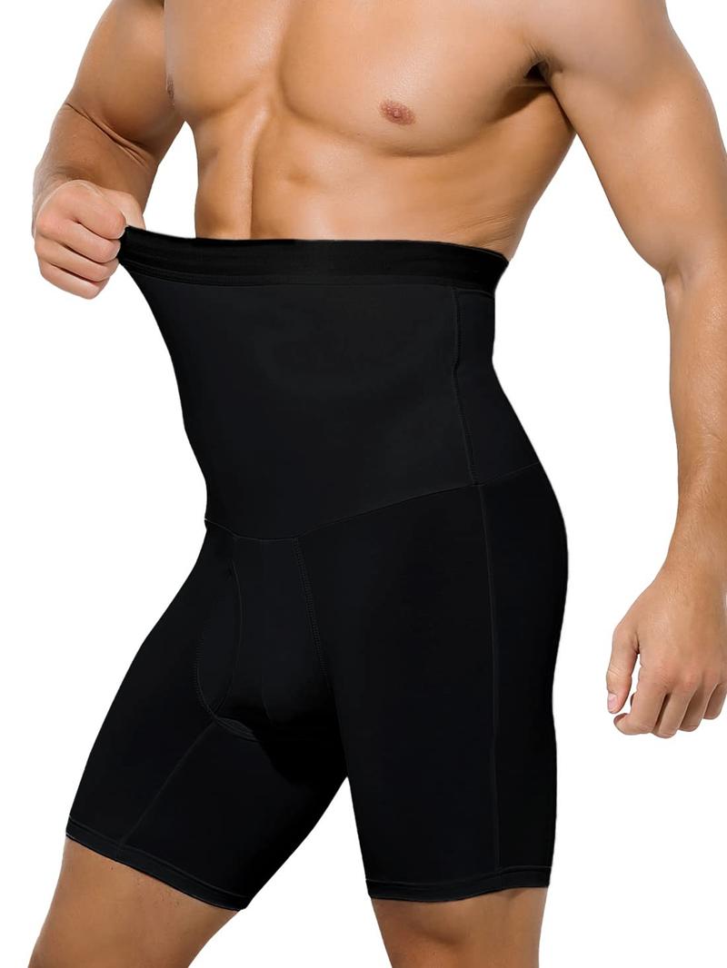 Plus Size High Elasticity Body Shaper, Smooth Belly, Lift Hip, Comfortable High Waist Tight Pants, Men's Polyester Knit Fabric, Solid Color Plus Size High Elasticity Body Shaper, Smooth Belly, Lift Hip, Comfortable High Waist Tight Pants, Men's Polyester Knit Fabric, Solid Color