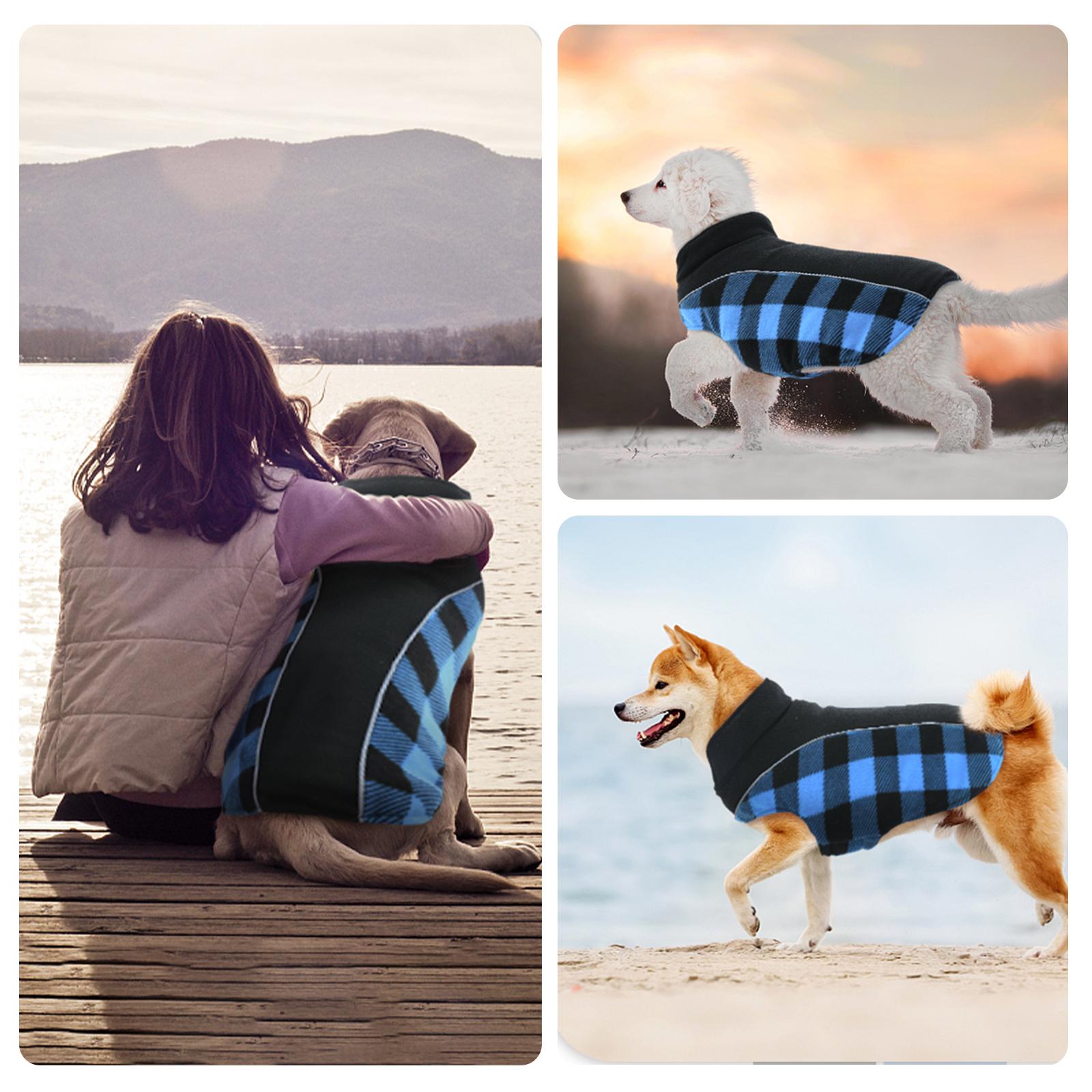Kuoser Reversible Dog Coat, Warm Waterproof Dog Jacket, British Style Plaid Dog Winter Coats, Puppy Cold Weather Vest Windproof Outdoor Clothes Dog Snow Jackets for Small Medium Large Dogs