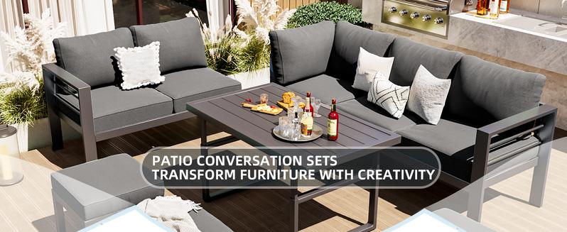 Aluminum Patio Furniture Set Modern Metal Outdoor Clearance Adjustable Conversation Table and Chair Set Couch Sofa with Dual Height Options and Easy Maintenance Aluminum Patio Furniture Set Modern Metal Outdoor Clearance Adjustable Conversation Table and Chair Set Couch Sofa with Dual Height Options and Easy Maintenance