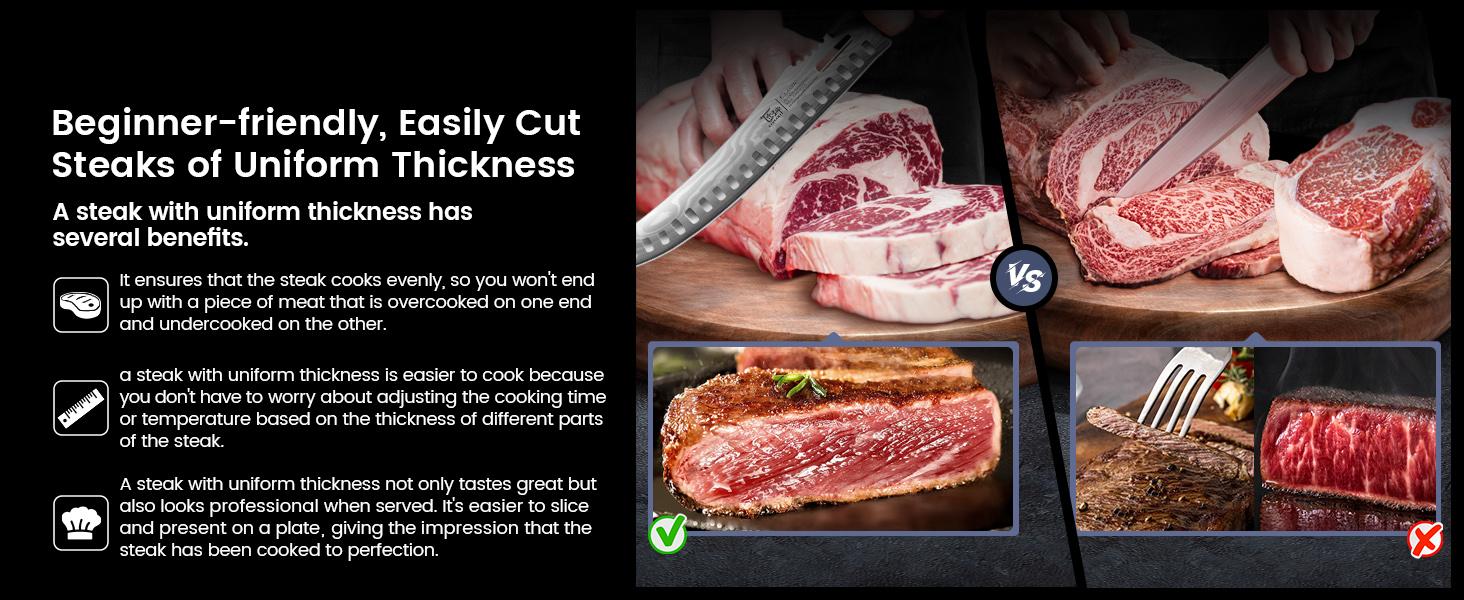 【TikTokShopJumpstart】SYOKAMI Stainless Steel Butcher Knife, 10.5 Inch High Carbon Japanese Style Carving Knife with Wood Full Tang Wooden Handle, Damascus Pattern Cooking Knives, Razor Sharp Breaking Kitchenware with Gift Box Ideal for Valentine's Day