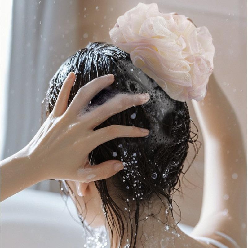 Gradient Ribbon Bath Ball Set, Large Lotus Shape Sponge, Exfoliating Bath Accessory, Ideal for Smooth Skin, Spa and Shower Use