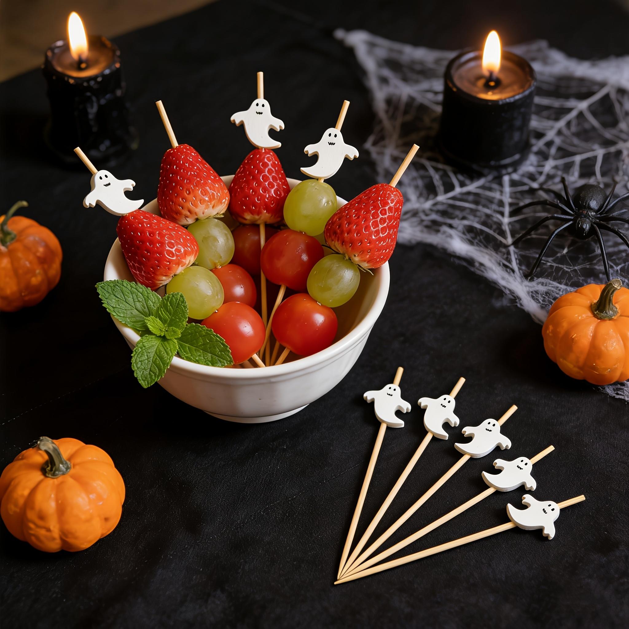 Festive Halloween Disposable Bamboo Cocktail Fruit Picks,Food‑Grade Burr‑Free,Decor Sticks for Fruit Dessert Platter,Home Holiday Party Accessory