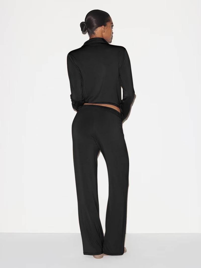 2026 Women's 2-Piece Pajama Set, Soft Lounge Sets, Soft Modal Fabric, Button-Up Top & Wide-Leg Pants, Comfortable Loungewear for Women