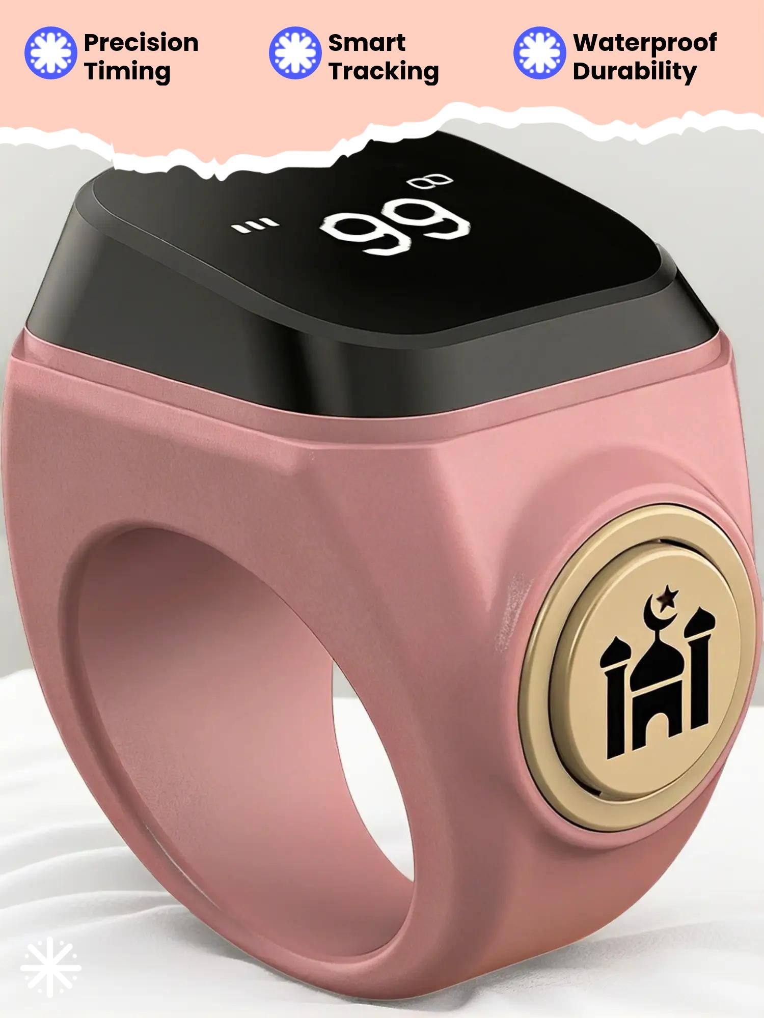 Smart Prayer Counting Ring, Precise Time Reminder + APP Tracking, Automatic Alarm, Waterproof Durable Muslim Prayer Helper