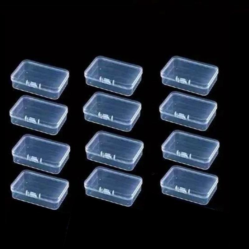 12-Piece Rectangular Transparent Plastic Storage Boxes with Lids, Tool Storage Kit, Ideal for Collecting Small Items, Jewelry, Tools, Crafts, and More