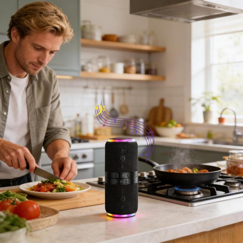 2-in-1 portable wireless stereo speakers, magnetic detachable Bluetooth 5.4 speakers, 360 degree true wireless stereo (TWS), dynamic RGB lighting, 12-hour battery life, Multifunctional speaker, ideal for home, outdoor use, or travel
