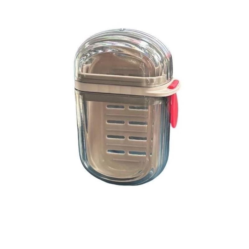 2pcs Portable Soap Dispenser with Lid, Compact Oval Design, Transparent Cover, Waterproof, Durable Pet Material, Ideal for Camping, Gym, Bathroom, Kitchen