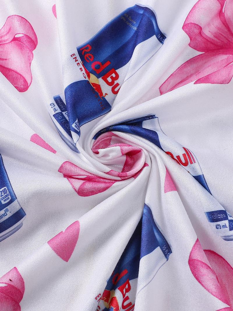 2-piece women's full body pink bow love drink bottle short sleeved shorts soft and comfortable skin friendly smooth top small pocket button closure elastic waistband suitable for all seasons home casual wear pajamas