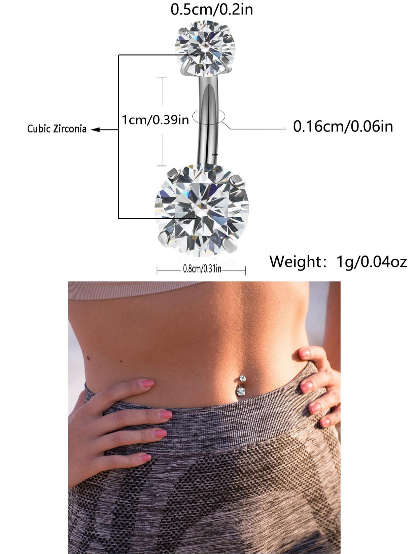 Stainless Steel Cz Belly Ring Set, Belly Button Piercing, 5 Counts Navel Piercing Jewelry, Elegant Design for Women and Girls, Perfect Gift for Holidays