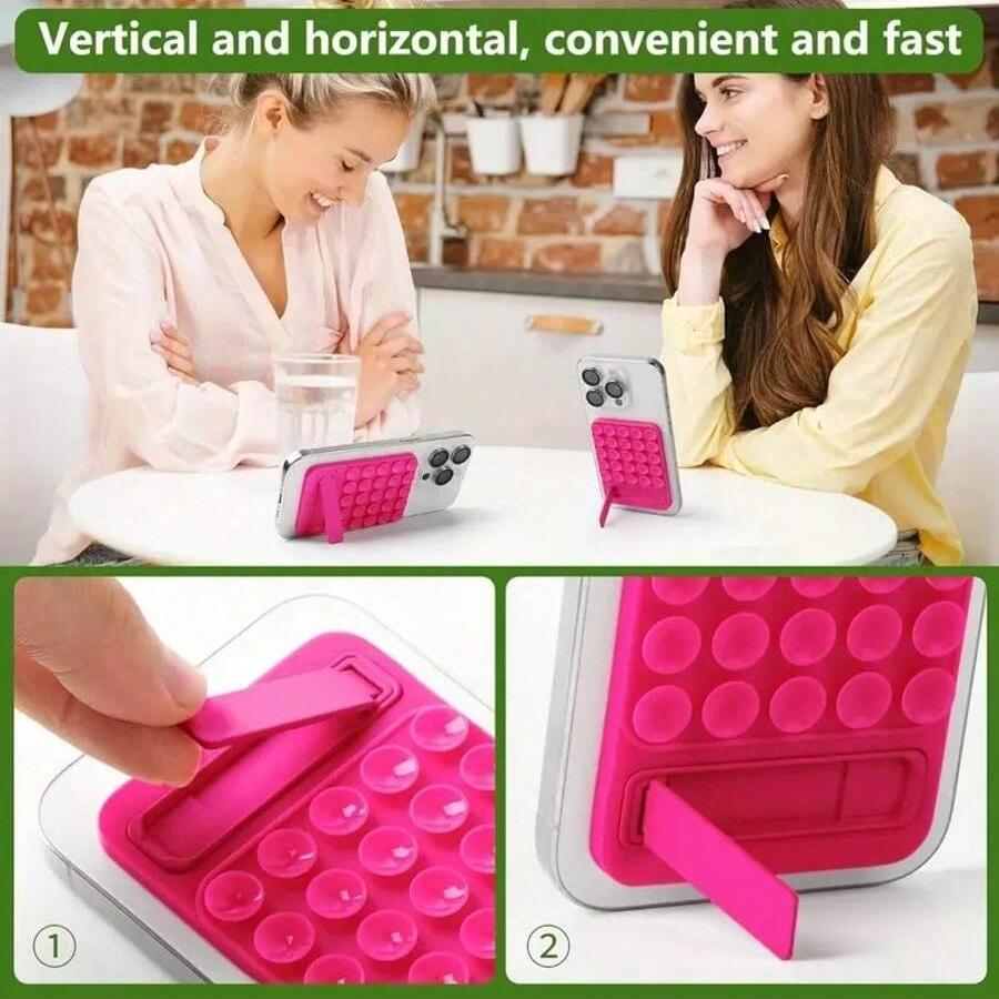 Silicone Suction Cup Phone Holder, Octobuddy Sticky Phone Grip, Perfect Fit for Bathroom Kitchen Bedroom Living Room Gym Car Travel School