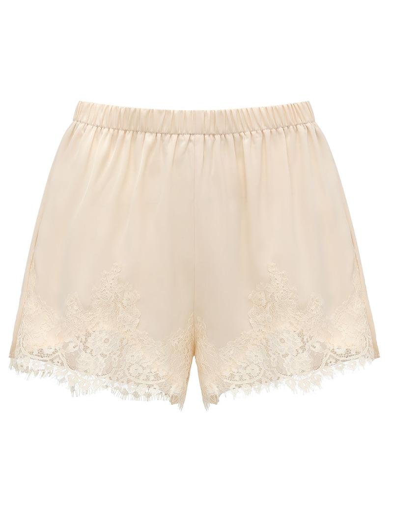 Women's Satin Silk Lace Shorts, Mid-Waist Mini Skirt, Luxurious Party Dress, French Style, Fashion Versatile Pants