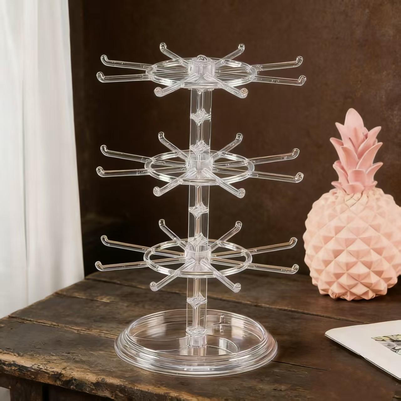 New Rotatable Earring Organizer Rack, Jewelry Display Stand, Bracelet and Pendant Holder, Small Accessories Tray, Elegant Storage Solution