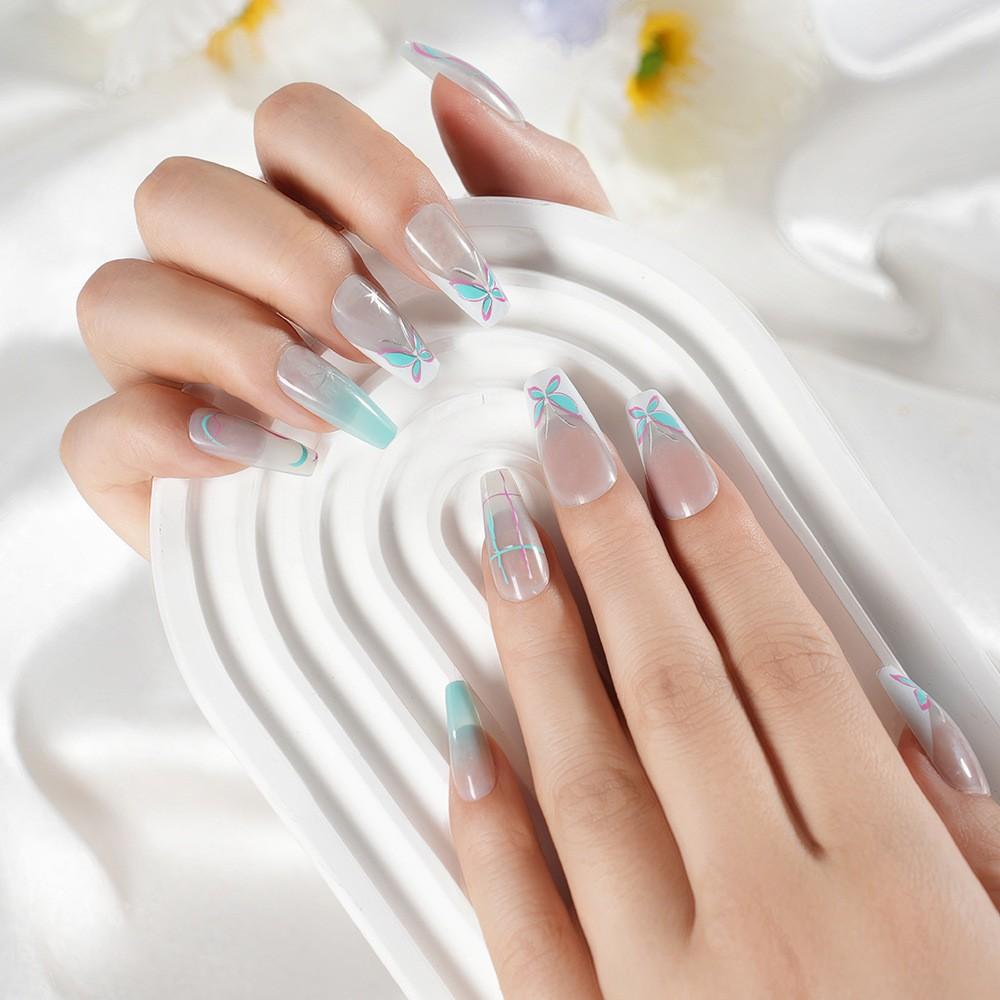 12pcs Detachable Nail Art Stickers, Innovative Butterfly Design, Gradient Color Series, Fashionable Nail Accessories, Easy to Apply