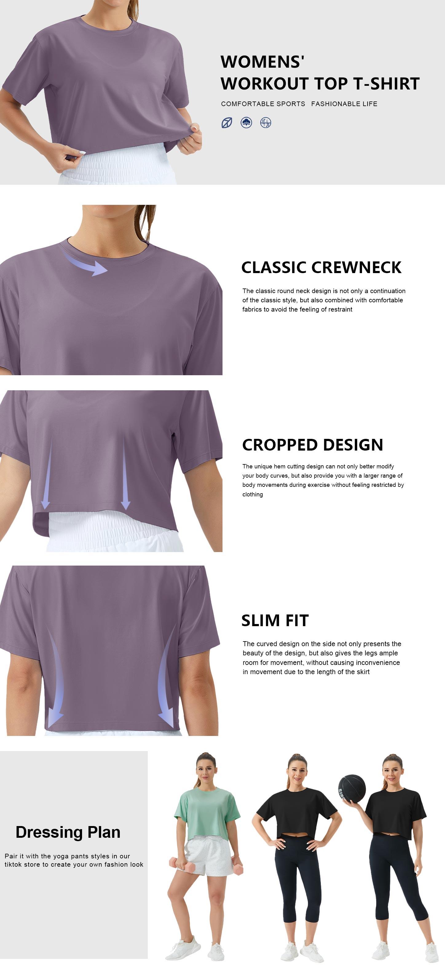 THE GYM PEOPLE Women's Workout Crop Top T-shirt Short Sleeve Boxy Yoga Running Cropped #TikTokShopBacktoSchool