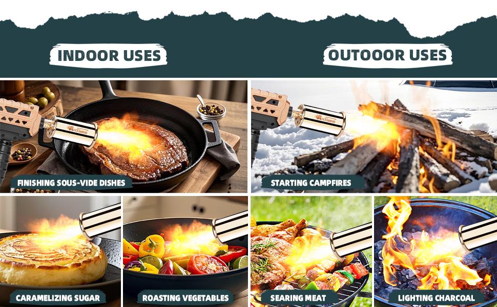 ARTFLAMM Propane Torch – Kitchen Cooking Torch – Culinary Torch Sous Vide – Adjustable Grill Torch for BBQ, Campfire, Charcoal Wood (Porpane Tank Not Included)