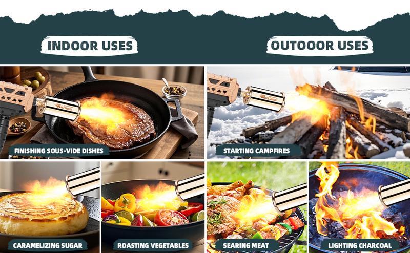 ARTFLAMM Propane Torch – Kitchen Cooking Torch – Culinary Torch Sous Vide – Adjustable Grill Torch for BBQ, Campfire, Charcoal Wood (Porpane Tank Not Included)