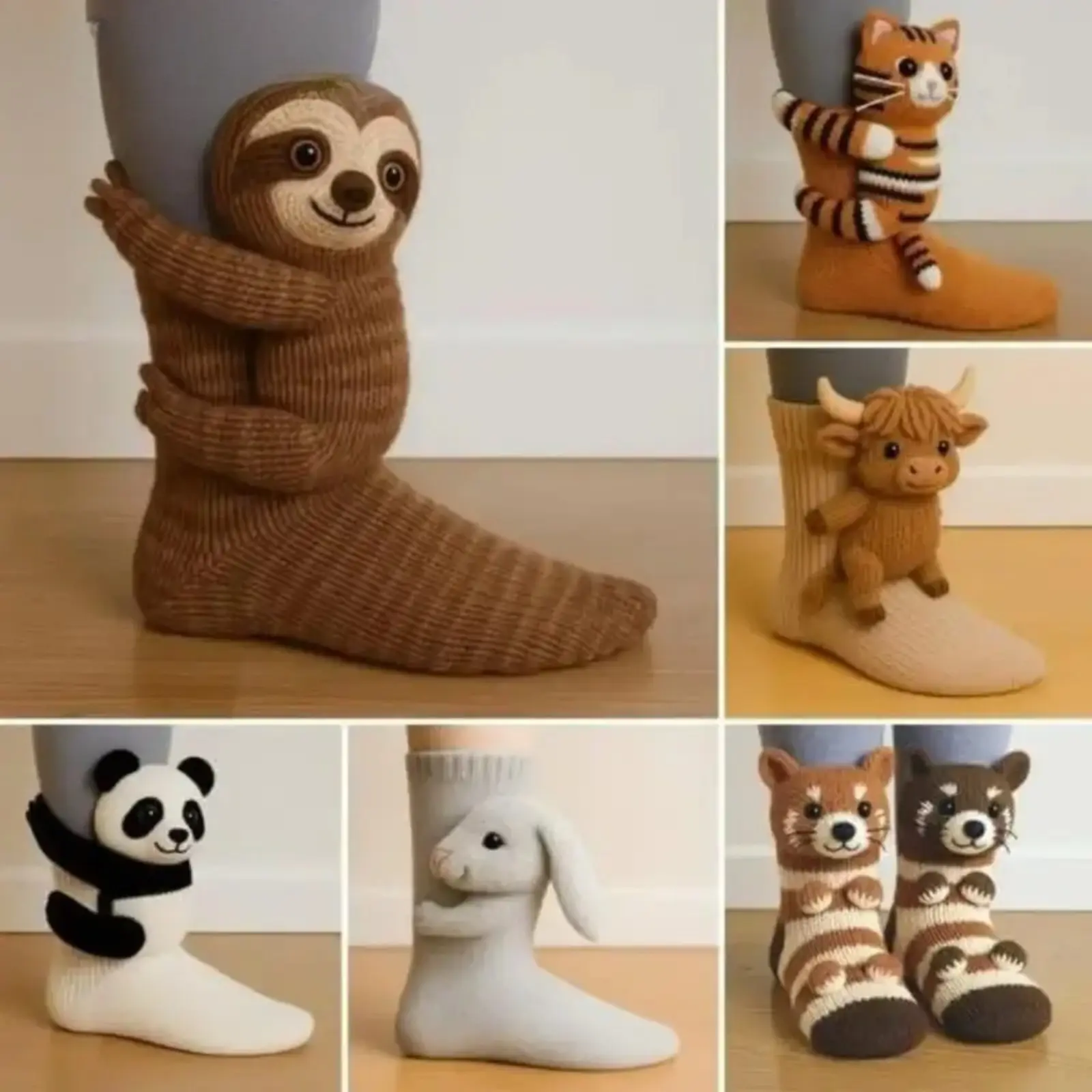 Women's 3D Knit Animal Print Socks - Casual Stylish, Fuzzy, Plush Texture, Cute Quirky Design, Soft, Durable Stitching Stands Up to Wear, Unisex One Size Fits All for Back to School