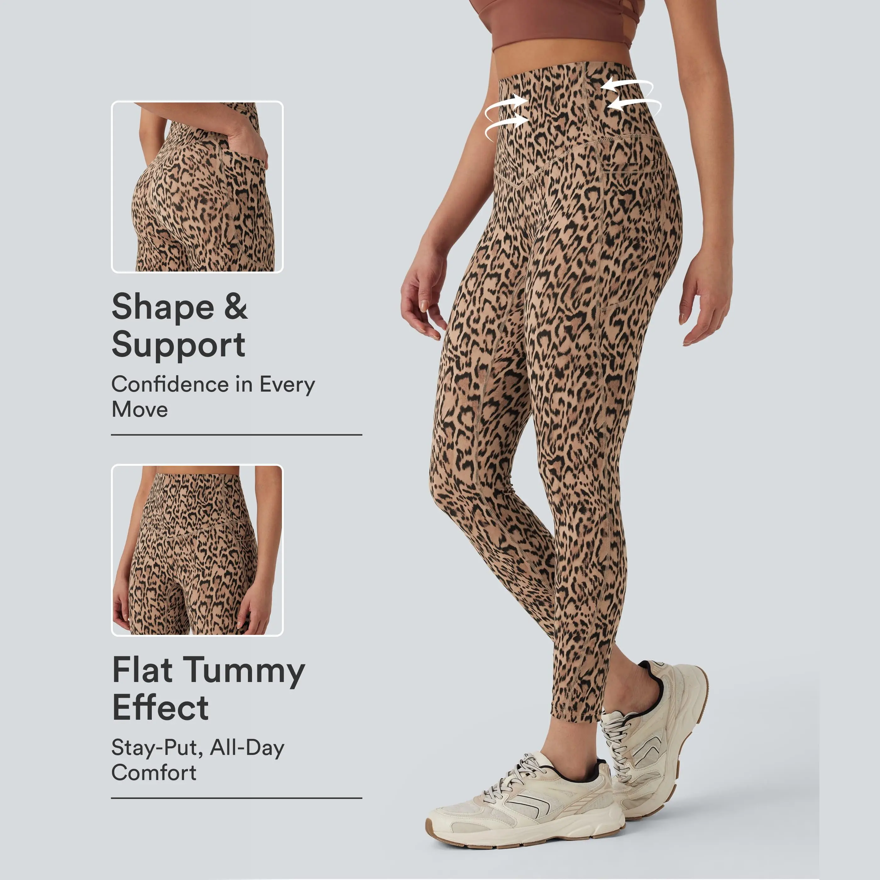 Halara UltraSculpt™ Leopard Print High Waisted Tummy Control Yoga Leggings with Pockets