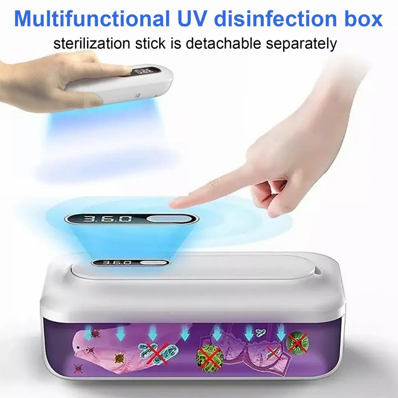 Portable UV Disinfector Box, Detachable UV Rod, Ideal for Phones, Cosmetics, Underwear, Compact and Lightweight, Essential Home Sanitizer