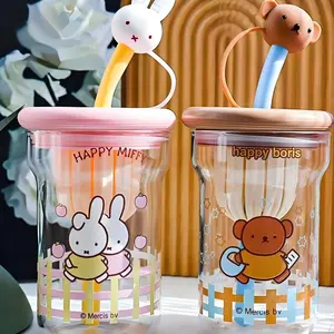 Kawaii Miffy Rabbit Water Cup Cute High Appearance Level Large Capacity Portable Office Straw Water Cup A Gift for Children