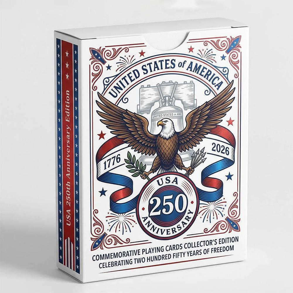 250th Anniversary USA Semiquincentennial Freedom Eagle Poker Cards, Innovation And Space, 1776-2026 Commemorative Deck, Standard Size Premium Playing Cards, Patriotic Holiday Collectible, Versatile Use