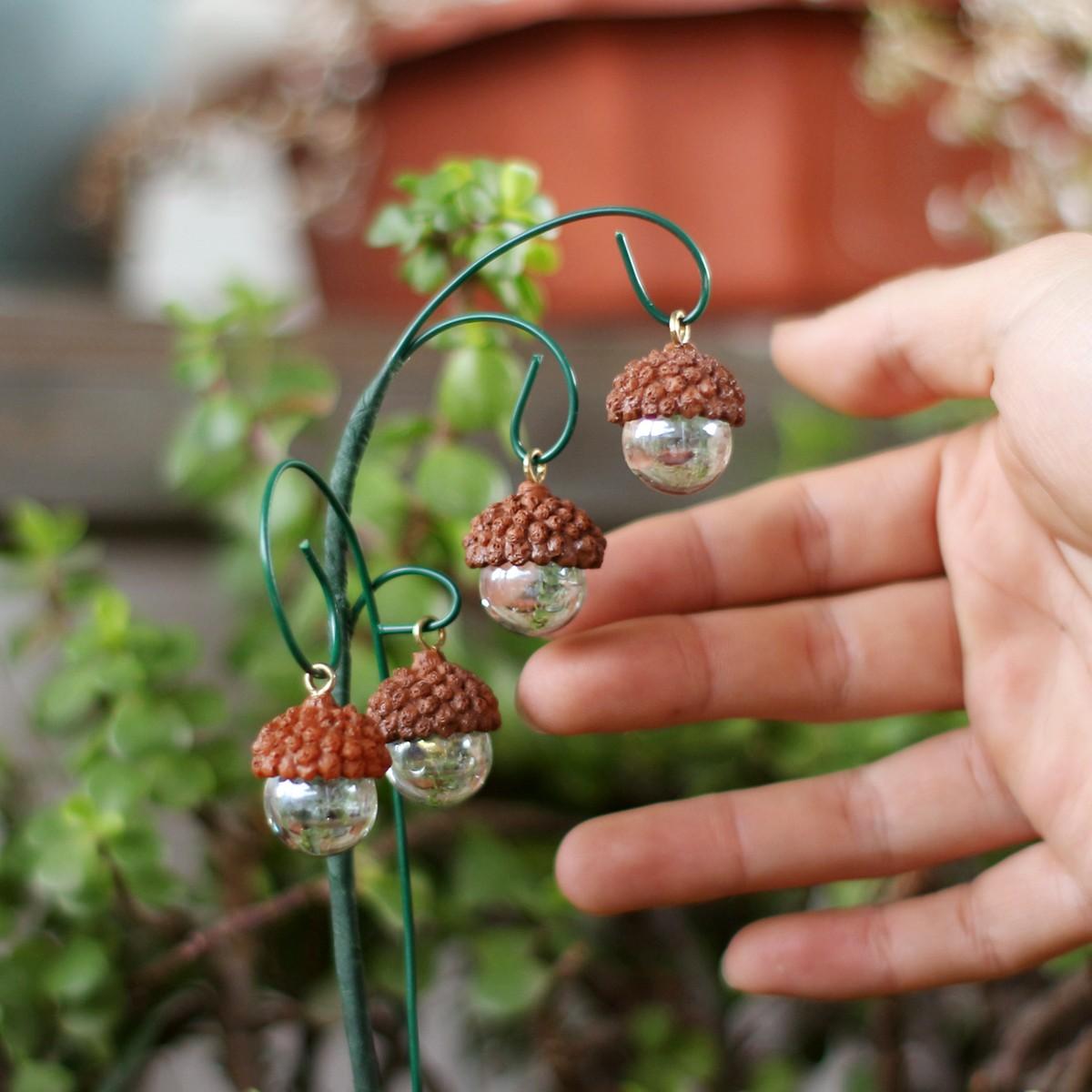 9 Piece Resin Acorn Hanging Decor Set, Fairy Garden Outdoor Decorative Accessories, Miniature Statue Decorations, Micro Landscape, Bonsai Craft Decoration, Garden Sculptures, Home Decor