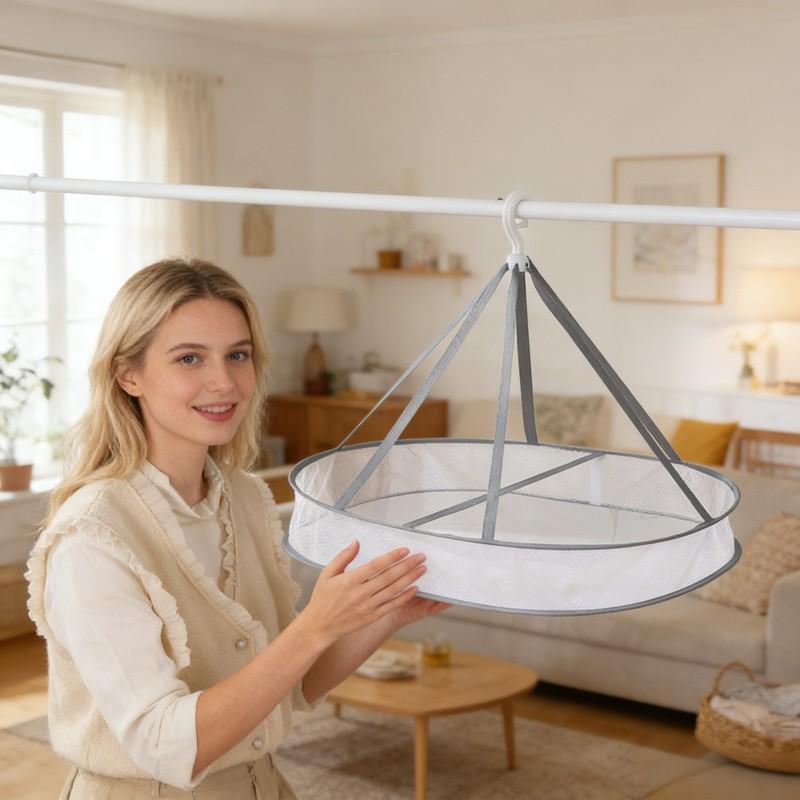 Large Wind-Resistant Laundry Basket, Foldable Flat Lay Drying Net, Clothes Rack, Single Pack, Ideal for Sweaters and Clothing