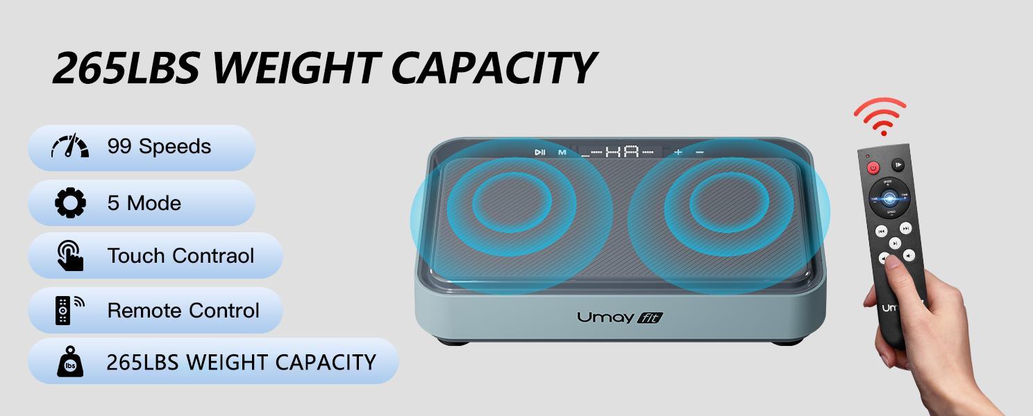Umay Vibration Plate Fitness Platform Exercise Machine, Lymphatic Drainage Machine, Whole Body Shaker Workout Vibrate Stand Platform with 2 Resistance Bands for Wellness and Fitness