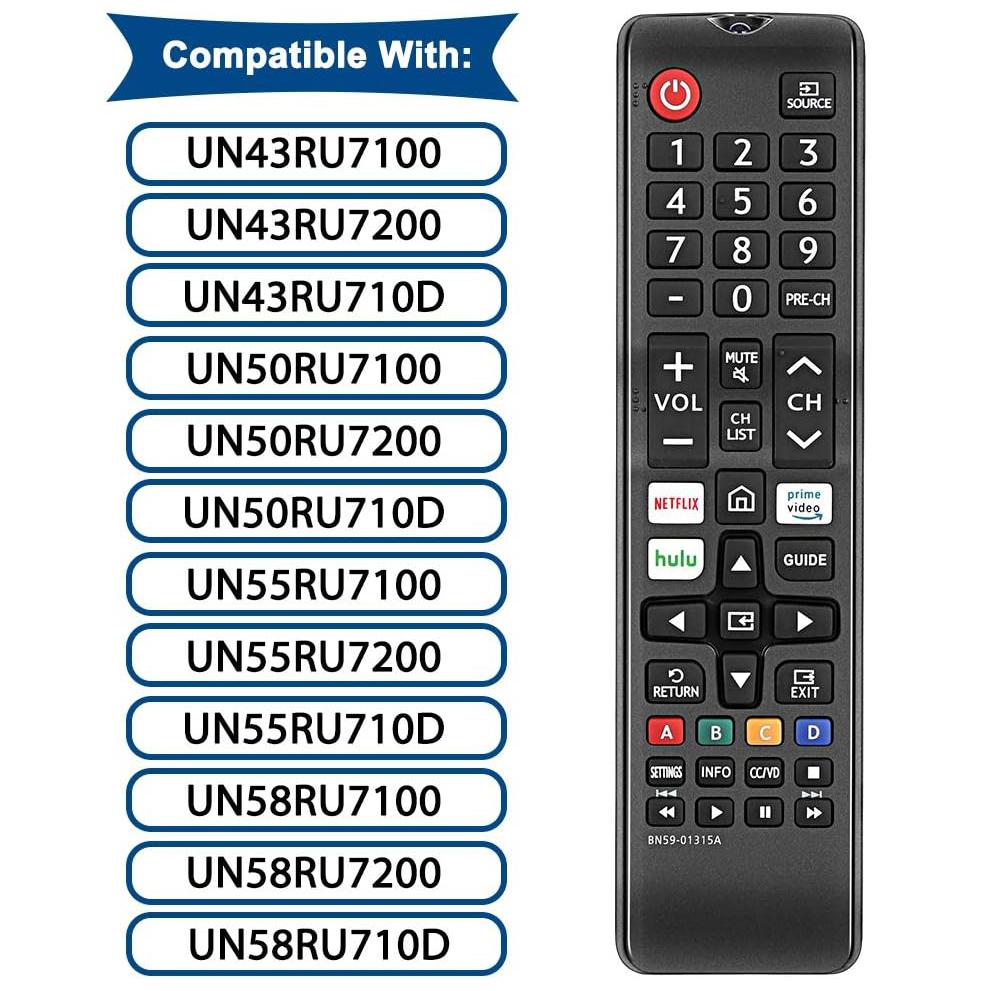 Universal Replacement for All Samsung Smart TV Remote,BN59-01315A Remote Control Replacement for Samsung-Smart-TV-Remote, for All Samsung LED QLED LCD 6/7/8/9 Series 4K UHD HDTV HDR Flat Curved Smart TV, with Netflix, Prime Video and Hulu Button