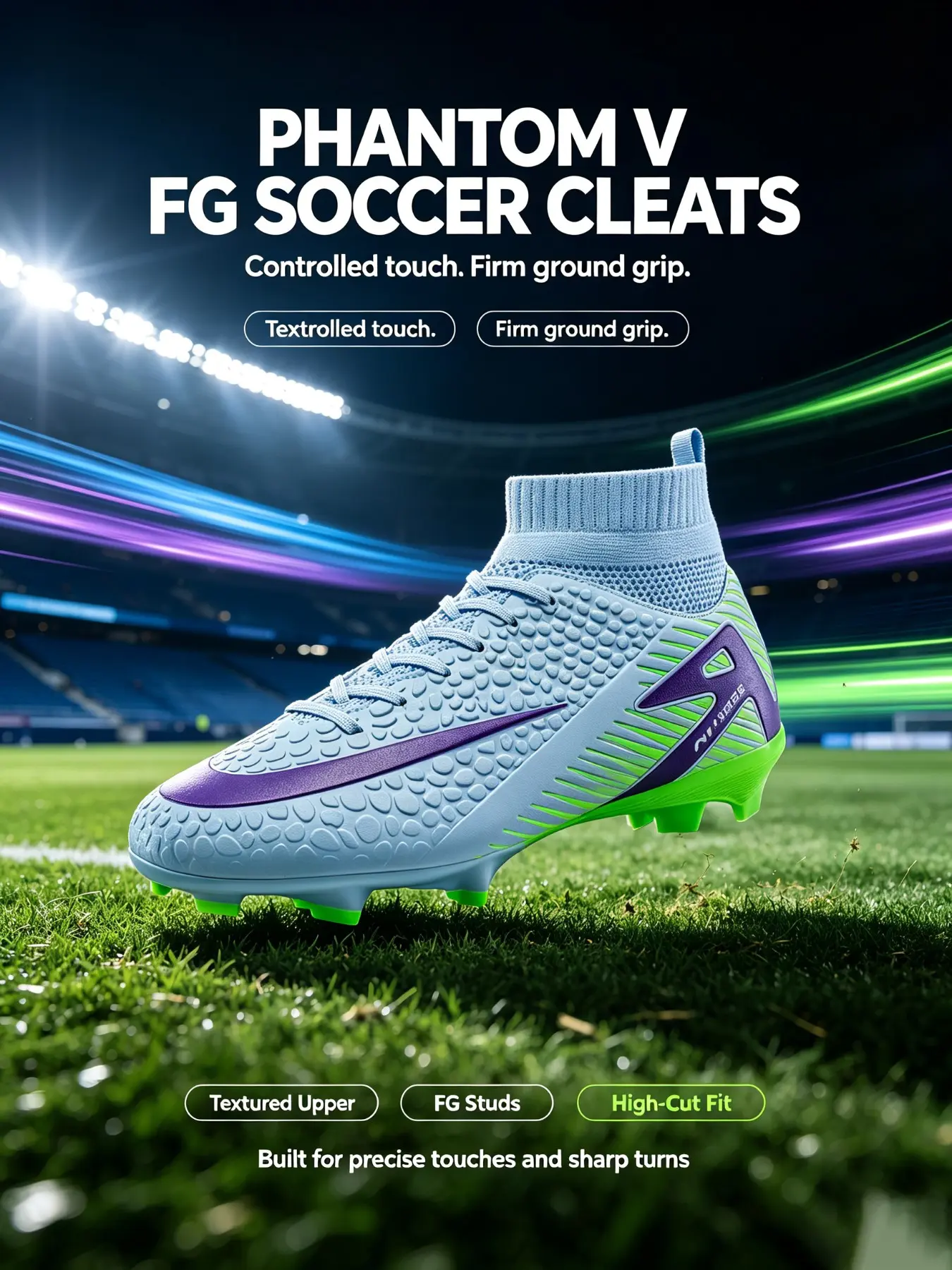 Men's and Women's Football Shoes, Long Studs Soccer Cleats, Adult Grass Training Sports Shoes, Comfortable and Durable Design