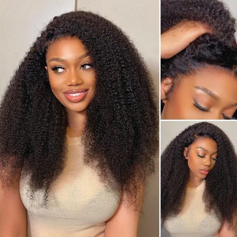MOREFACE BEAUTY Glueless Wig 5 Seconds Quick Install Wear&Go 7x5 Pre-Cut HD Lace Kinky Curly Human Hair Wig Beginner Friendly
