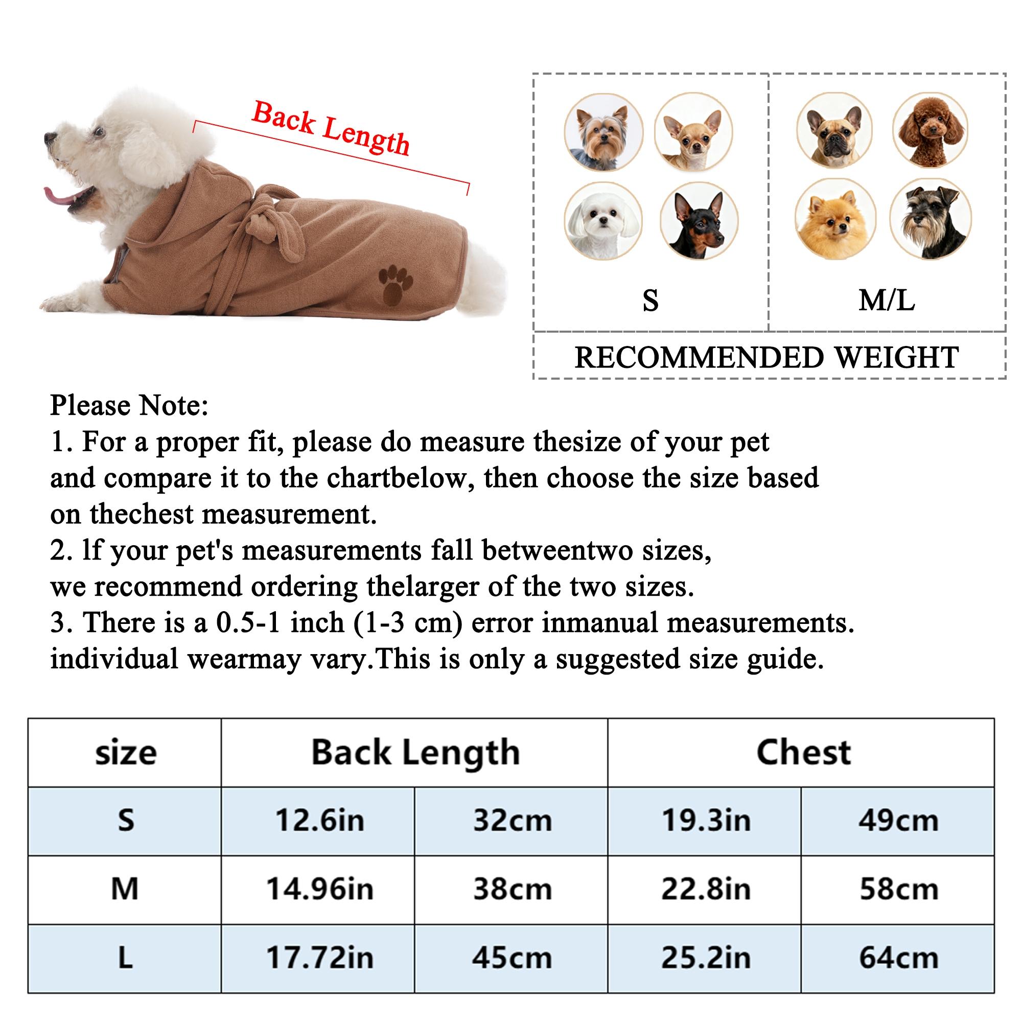 Pet Embroidered Paws Hat Bathrobe, Nylon 20% Polyester 80%, Velcro & Tie Design, Universal Absorbent Clothes for Small Medium Large Poodle Dogs Cats
