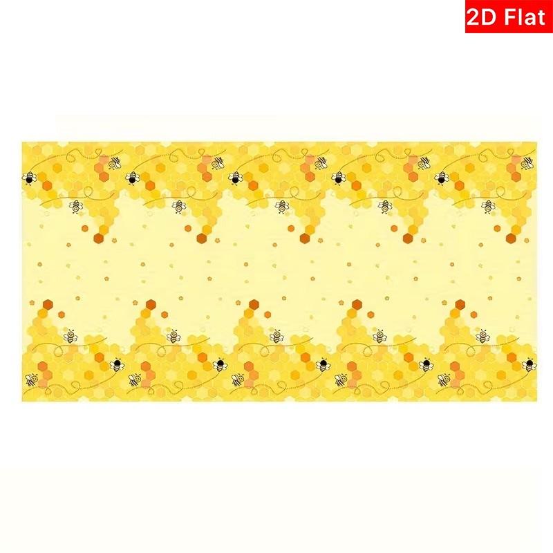 2D Flat Party Tablecloth 1pc, Beehive Animal Design, Polyester Decorative Tablecloth, Birthday Decoration, No Power Required