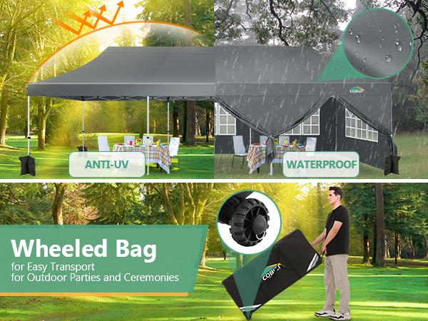 COBIZI 10x30 Pop Up Canopy Tent with 8 Removable Sidewalls Ez Pop Up Party Tent, Waterproof Instant Shelter UPF50+