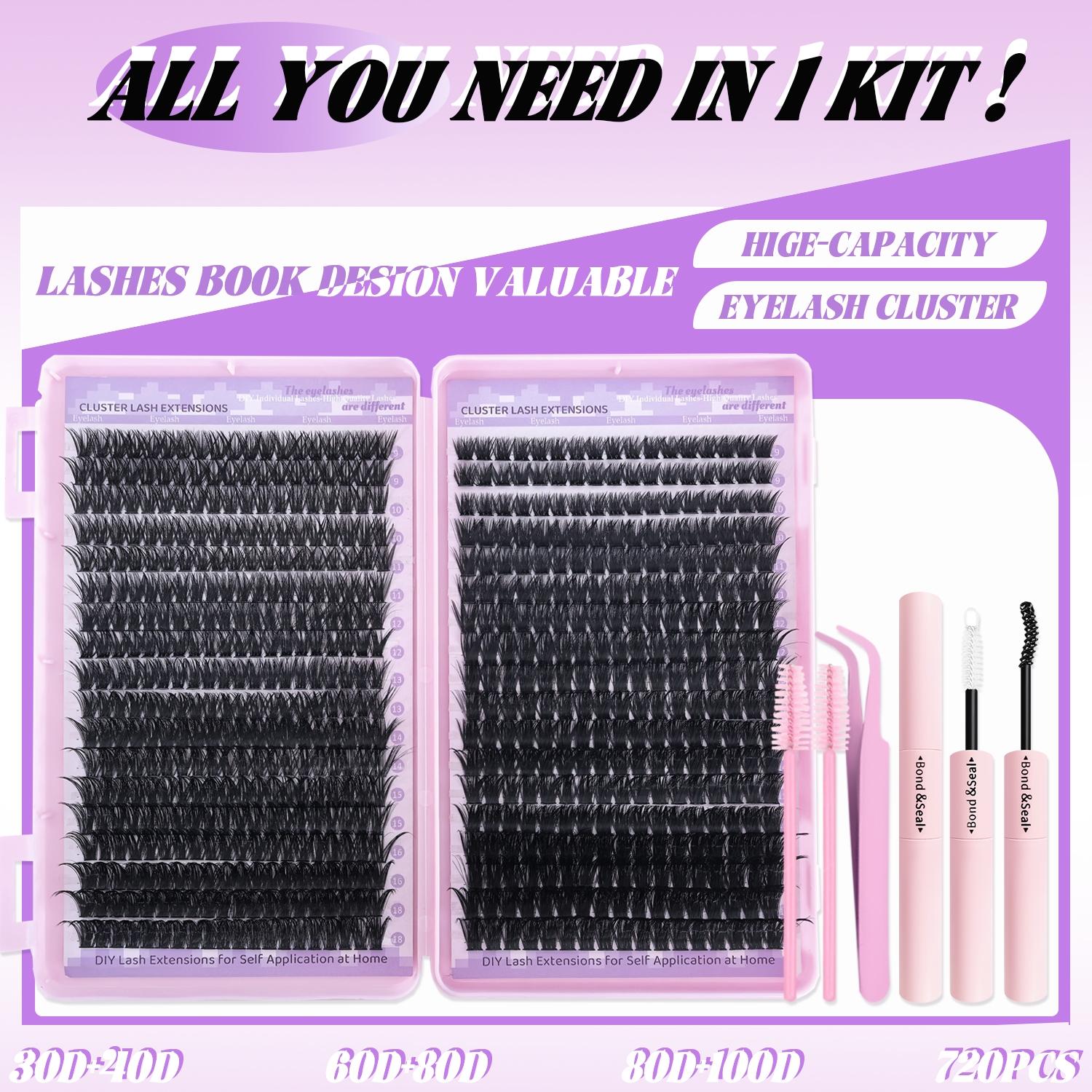 DIY Individual Lashes kit, Eyelash Extension kit, 30D40D, 60D80D, 9-18mm, Natural/Daily/Dense Look, Suitable for Diy At Home, D Curl Individual False Eyelash, Volume False Eyelashes, Eyelash Extensions Set, Wedding, Music Festiva