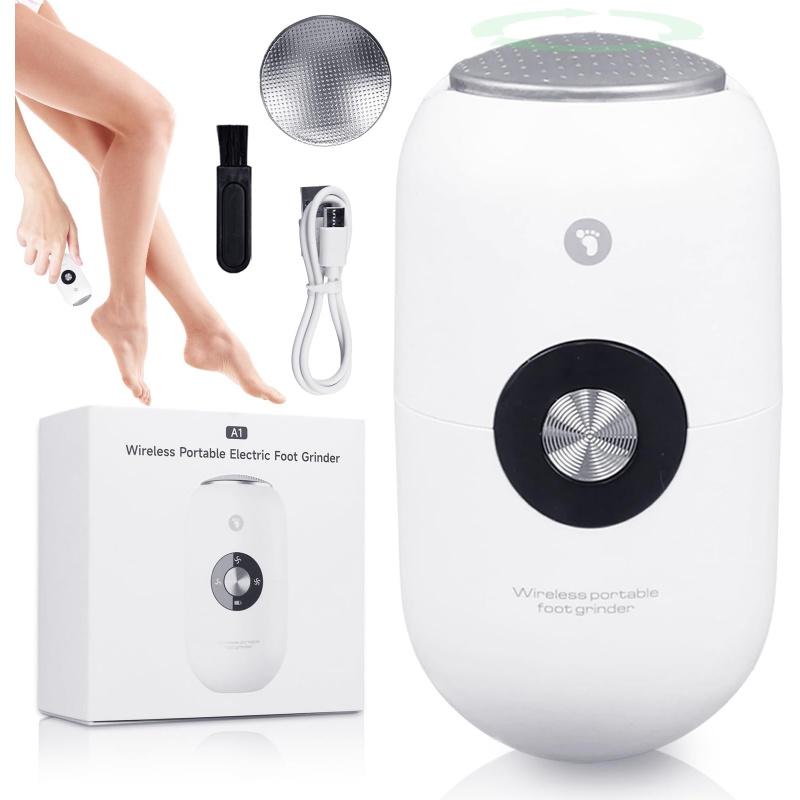 Electric Foot Callus Remover Grinder - Rechargeable Pedicure Tools Callus Remover for Feet Foot Scrubber File Foot Care with 3 Speeds 2 Stainless Nail Art Nail Cutics Cleansing White Manicure Set Long Lasting Salon Water Proof Cleanser